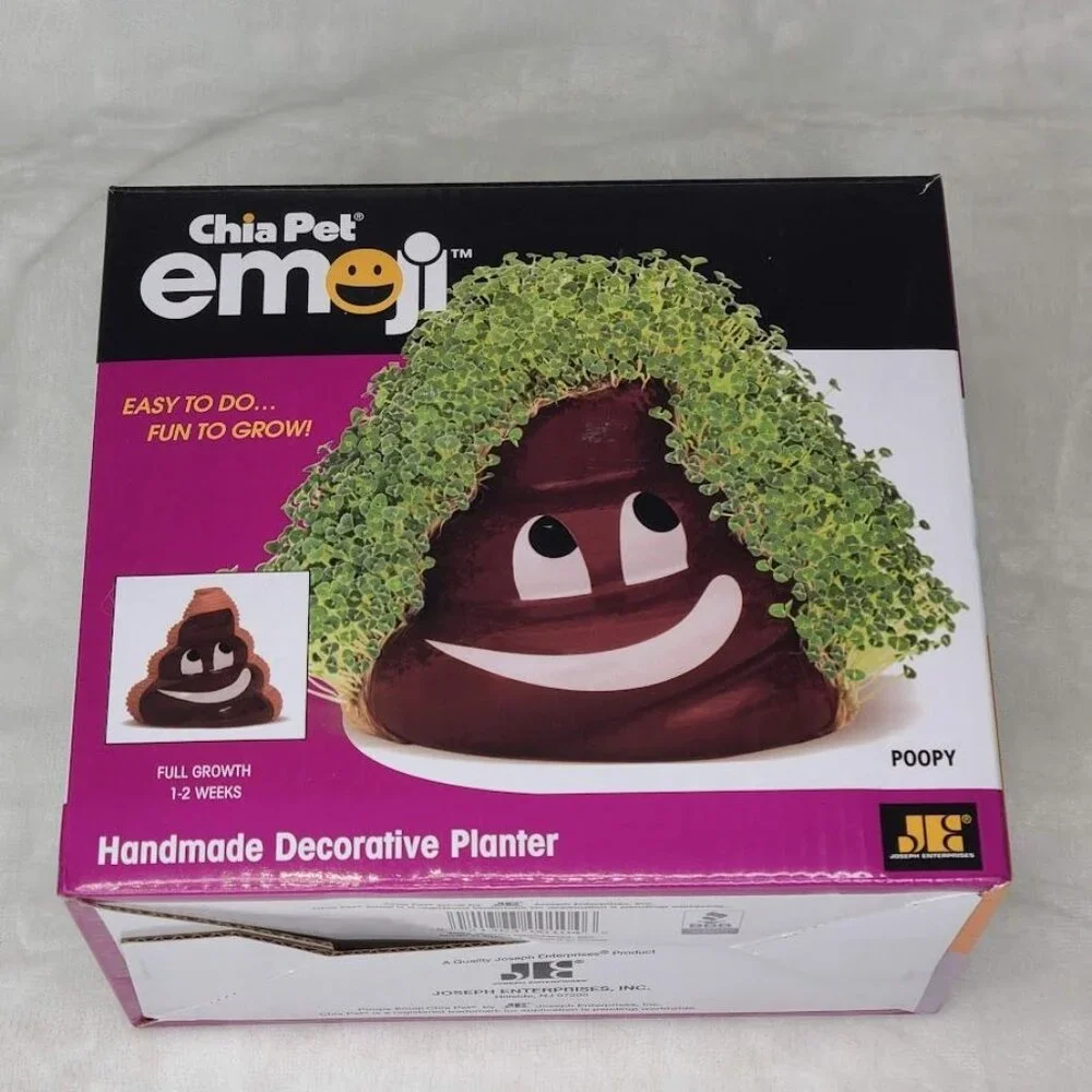 Chia Pet Emoji Poopy W/ Seed Pack Collectible Decorative Planter New Open Box - Picture 4 of 16